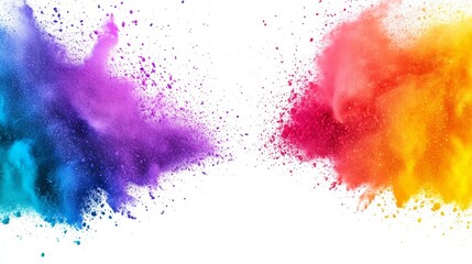 Vibrant Color Powder Explosion - Colorful powder explosion on white background, perfect for design projects needing a vibrant, energetic feel