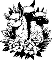 Fototapeta premium alpaca, giraffe, animal, cartoon, wild, safari, vector, zoo, illustration, mammal, animals, nature, wildlife, zebra, neck, cute, tall, funny, baby, drawing, jungle, art, design, set, fun, elephant