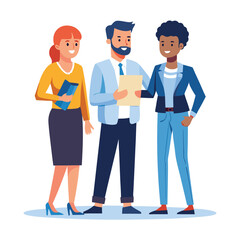 three-diverse-business-partners-standing-and-discus vector image on white background