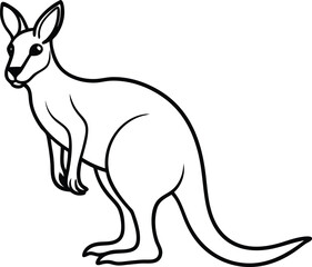 Outline Illustration of a Kangaroo in Side Profile with Clear Details