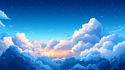 Dramatic Cumulus Clouds Illuminate Dreamy Sunset Sky: Capturing Nature's Beauty with Mystical Skyscape & Vibrant Light Rays