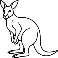 Outline Illustration of a Kangaroo in Side Profile with Clear Details
