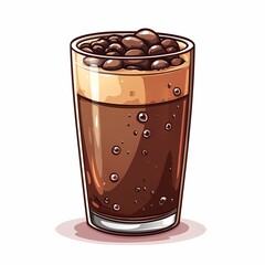 Refreshing Cocktail Beverage with Ice and Carbonated Fizz - Vibrant Digital Art Illustration for Summer Cafes and Theme Parties