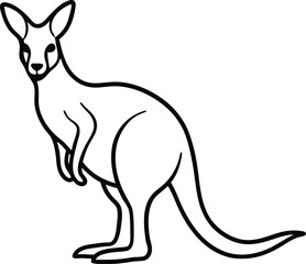 Outline Illustration of a Kangaroo in Side Profile with Clear Details