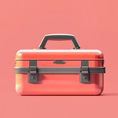 red suitcase on a white background