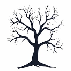 Obraz premium Abstract Nature Silhouette: Black Tree with Bare Branches in Vector Art