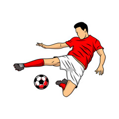 Football, soccer players illustration vector isolated. Soccer players illustration collection. Football players kick and dribble.