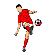 Football, soccer players illustration vector isolated. Soccer players illustration collection. Football players kick and dribble.