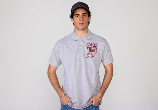 Gray Polo Shirt for Mockup Design