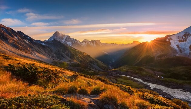 sunrise in the mountains - Powered by Adobe