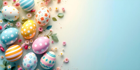 Joyful spring celebration using bright decorated eggs and vintage aesthetics