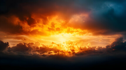 Obraz premium Fiery Dramatic Sunset Sky