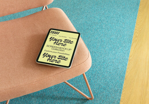 Tablet for Mockup on Chair in Bright Room