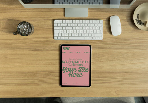 Tablet Screen Mockup for Design. Overhead