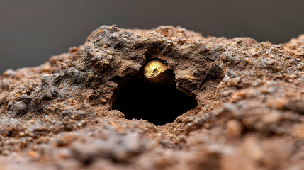 Obraz premium Closeup View Of Tiny Insect In Burrow