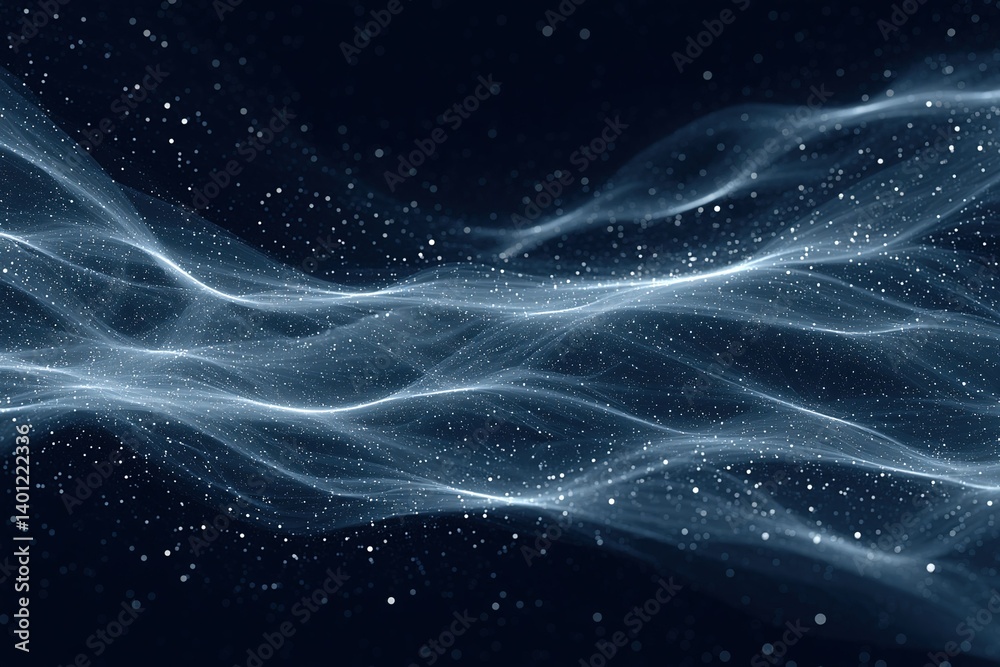Wall mural waves of light create shimmering patterns in a dark background during an ethereal moment at night