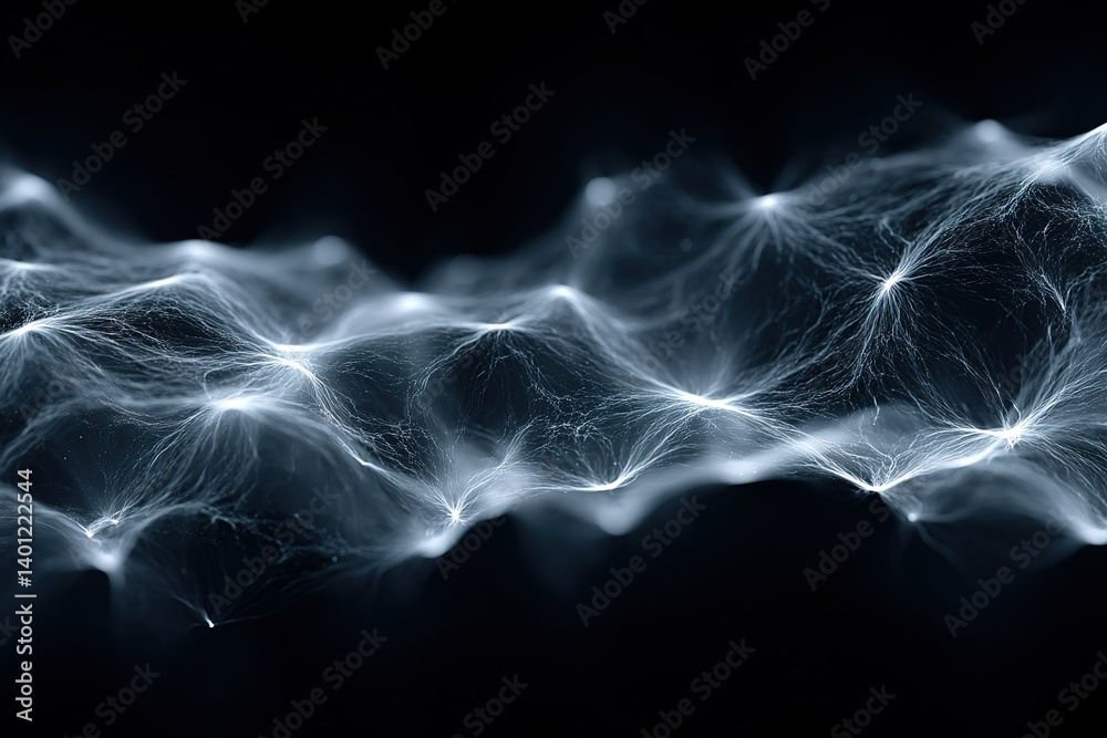 Poster waves of light create a mesmerizing display in a dark background