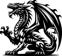 tattoo, vector, dragon, animal, illustration, tribal, symbol, black, silhouette, art, head, design, cartoon, bird, sign, nature, wild, monster, logo, tiger, lion, wolf, teeth, mascot, wildlife