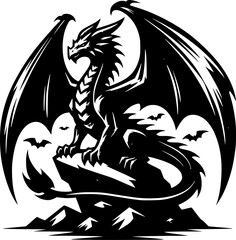 tattoo, vector, dragon, animal, illustration, tribal, symbol, black, silhouette, art, head, design, cartoon, bird, sign, nature, wild, monster, logo, tiger, lion, wolf, teeth, mascot, wildlife