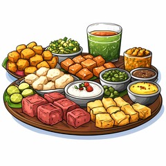Delicious Vegetarian Snack Platter with Traditional Indian Appetizers and Sweets - A Flavor Explosion!