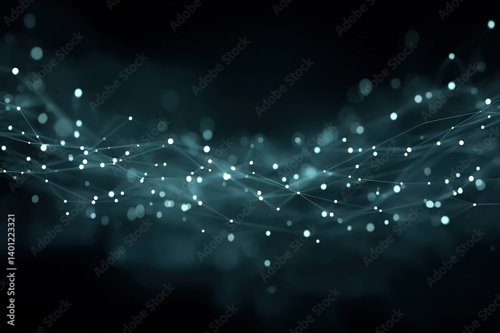 Poster glowing particles create a mesmerizing wave pattern in a dark environment showcasing digital art des