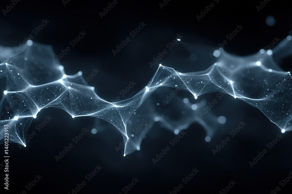 Poster abstract network of glowing lines and nodes connected against a dark background