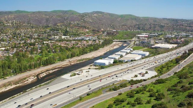 Aerial drone shot view of Yorba Linda Orange County California suburb homes 03