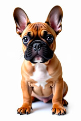 Obraz premium Portrait of a fawn french bulldog standing in fron.created with the help of artificial intelligence.