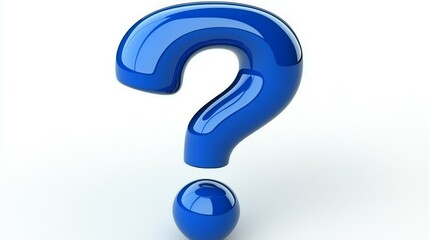 3D Blue Question Mark Icon - FAQ Answer, Solution and Support Illustration for Business Applications - Isolated on White Background with Problem-Solving Concept