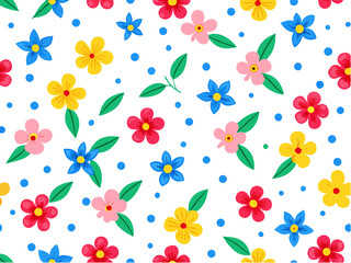 Seamless pattern with colorful flower pattern, use on fabric, textile, Hand-drawn, Repeatable, decoration, wallpaper background, Women cloth, kids-cloth, Phone Wallpaper.