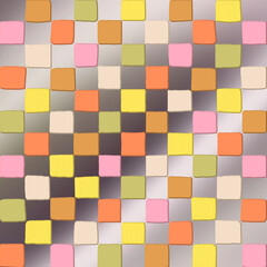 retro - futuristic  pastel checkered pattern on metallic background  . playful wallpaper  .  cute and chic 
