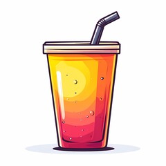 Colorful Cartoon Beverage Illustration: Refreshing Drink with Vibrant Colors and Citrus Flavor