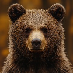 Obraz premium Wild brown bear cub closeup 