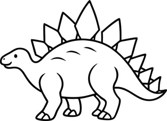 Simple Black Outline Drawing of a Stegosaurus Stegosaurus Dinosaur