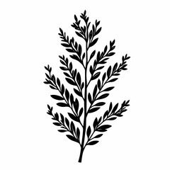 Naklejka premium Black and White Botanical Silhouette: Minimalist Nature Design Highlights Foliage and Tranquility for Home Decor