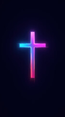 Obraz premium Colorful glowing cross against dark background