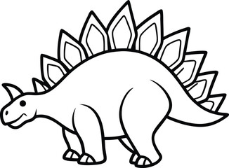 Simple Black Outline Drawing of a Stegosaurus Stegosaurus Dinosaur
