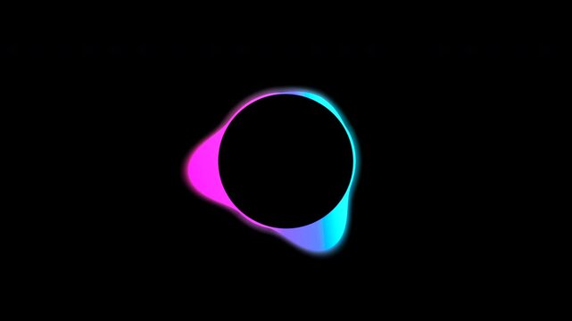 Neon colorful glowing sound wave equalizer with a blank space in the middle for your logo, icon, picture. Music, voice or audio frequencies vizualization effect with loop animation.
