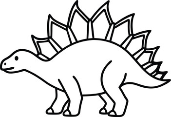 Simple Black Outline Drawing of a Stegosaurus Stegosaurus Dinosaur