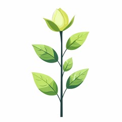Fototapeta premium Eco-Friendly Vibrant Floral Botanical Illustration: Green Leaf and Blossom Art for Nature-Inspired Designs