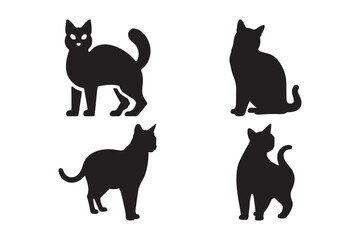 Cat Silhouette Vector Collection Black Cat Icons for Design and Decoration