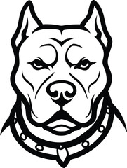 Stylized Pitbull Head with Collar Isolated on Transparent Background