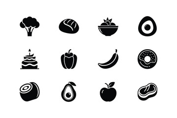 Fototapeta premium a vector illustration of a black and white food icons set.