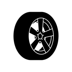 Fototapeta premium Black rubber wheel tire icon. Automobile wheels silhouette collection. Vector illustration.