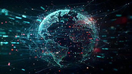 Obraz premium Digital Illustration Of The Earth Globe With Connections