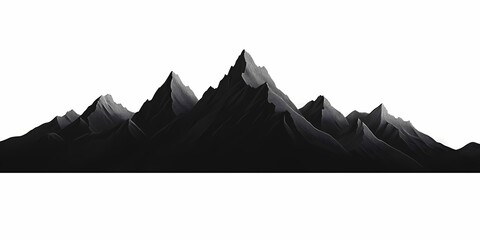 Abstract Black and White Mountain Landscape: High Contrast Artistic Peak Silhouettes in Monochrome Nature Illustration
