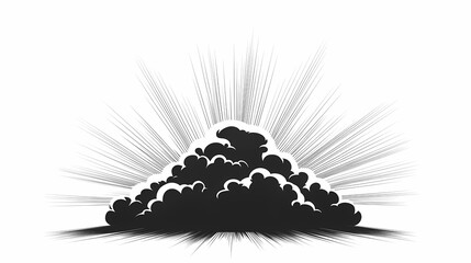 Abstract Black and White Cloudburst Explosion: Dramatic Monochrome Design with Radiant Energy and Powerful Visual Effects