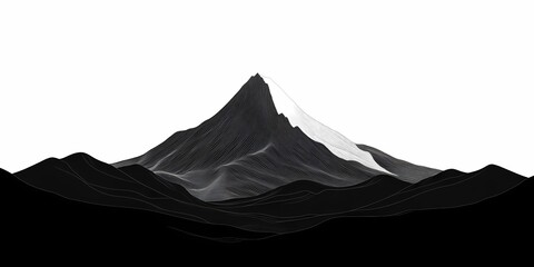 Monochrome Mountain Landscape: Abstract Silhouette Vector Art with High-Contrast Peaks