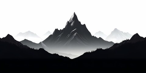 Monochrome Mountain Scenery: Dramatic Black and White Landscape for Nature Lovers
