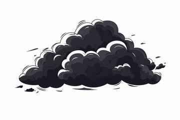 Dramatic Stormy Clouds Illustration: Vivid Black Cloud Graphic Design with Moody Atmosphere